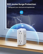 TROND Outlet Extender with 360 Rotating Plug, Plug Adapter with 4 Electrical Sockets and 4 USB Ports, 900 Joules Surge Protection, 3 Way Outlet Splitter for Home Office Travel, White