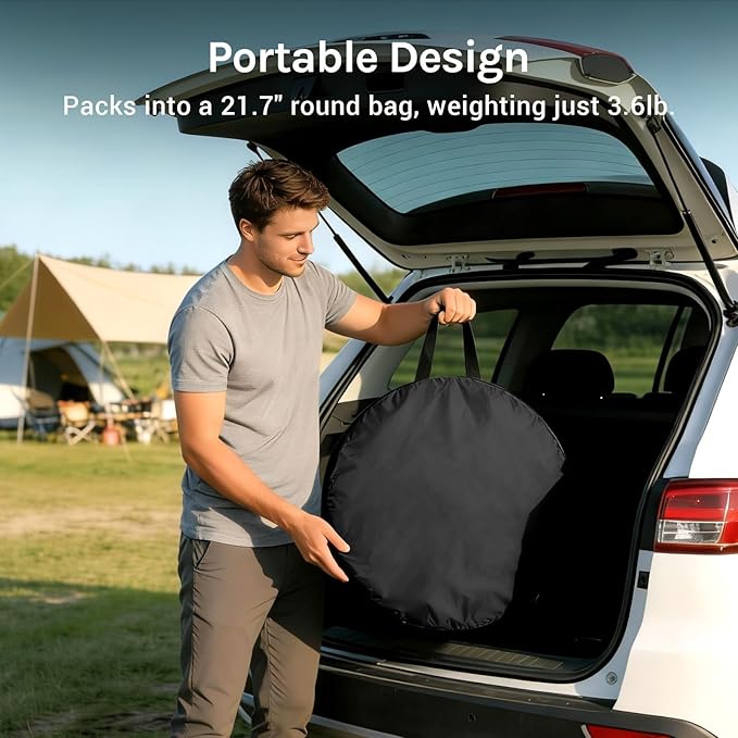 Wolfwise Pop Up Shower Tent for Camping, Portable Instant Changing Tent with Ventilation Window & Carry Bag, Privacy Bathroom Toilet for Beach & Outdoor, Standard, Dark Black