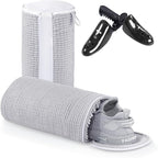 Teletrogy Shoe Laundry Bags for Washing Machine, Reusable Laundry Shoe Bag for Washer and Dryer, Fluffy Fibers 360° Wrap Around Cleaning, Adjustable Protective Shoe Trees - Home Dorm Travel, Gray
