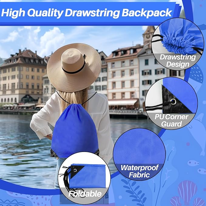 6PCS Drawstring Backpack - Drawstring Gym Bag Waterproof Bags Bulk String Backpack Sports Cinch Bags String For Gym, Sports, Storage, Travel, Camp, Sturdy and Durable
