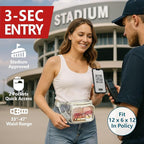 Veckle Clear Fanny Pack Stadium Approved - Adjustable 33-47 Inch Strap, Transparent Belt Bag for Women Men Fits 7.5-inch Smartphone, Waist Bag Clear Bag for Sport Events, Concerts, Cream White