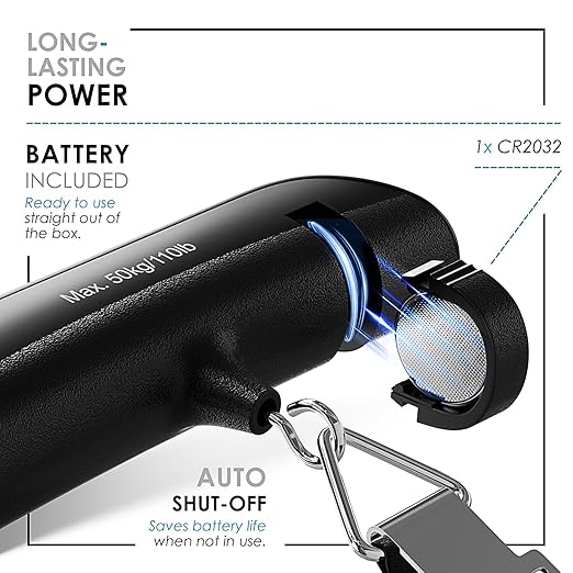 TravelArim Portable Luggage Scale Travel Digital, 110lb/50kg Suitcase Luggage Weight Scale with Hook, Backlight LCD Display with Battery Included