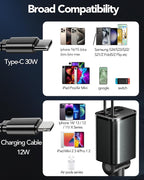 Retractable Car Charger,69W Car Phone Charger USB C Fast Charge,Cigarette Lighter USB Charger Car Accessories for Women,Road Trip Essentials Gift for Men,RV Power Adapter for iPhone 17/16/15/14,Galaxy