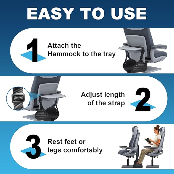 Airplane Foot Hammock, Portable Foot Hammock for Plane Travel to Relax Your Feet, Plane Travel Essentials Comfy Foot Rest Hanger Plane Footrest for Long Trip