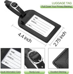 Passport Holder With Luggage Tag Cover Wallet RFID Blocking Leather Case Travel Essentials Accessories Travel Must Have(114#Black)