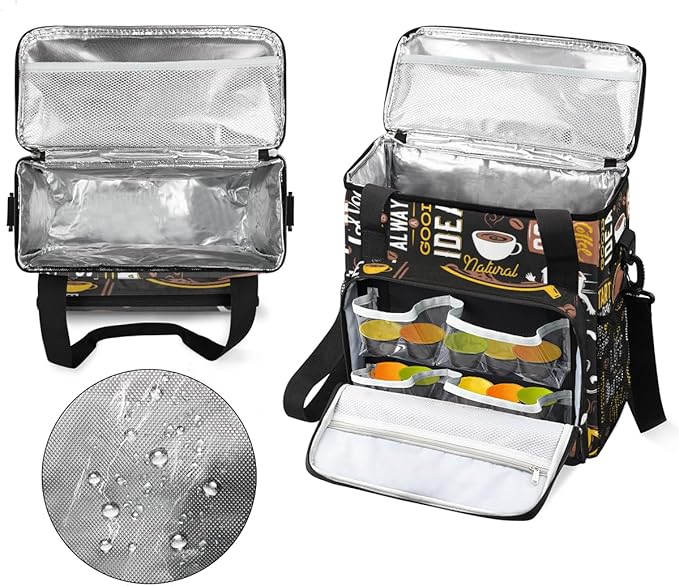 Start Your Day with Coffee Travel Bag Compatible with Keurig K-Mini, Single Serve Coffee Brewer Carrying Case Compatible for K-Mini Plus with Multiple Pockets for K-Cup Pods (Bag Only)