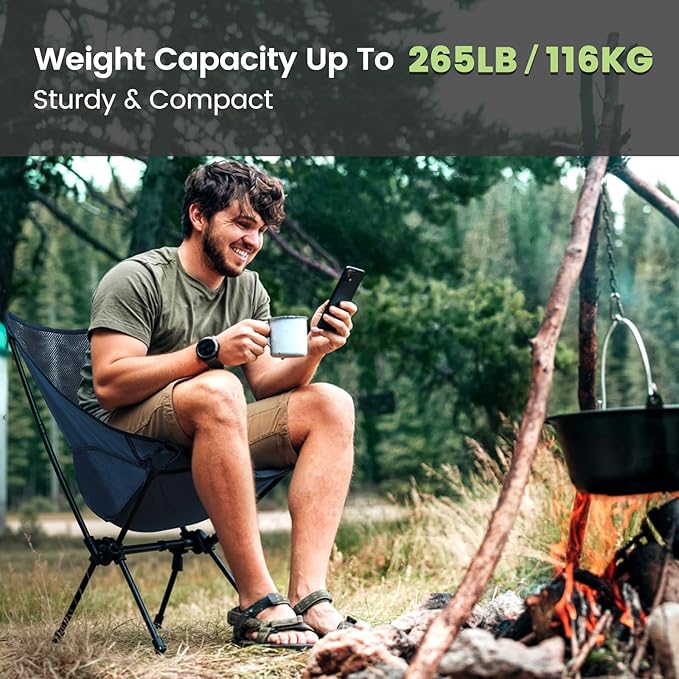 CAMEL CROWN Portable Camping Chair Lightweight Compact Folding Chair Mesh for Outdoor Camp Travel Beach Picnic Festival Hiking Backpacking Navy Blue 2 Pack
