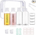 Travel Bottles for Toiletries 8 Pack 3.4oz 0.35oz TSA Approved Travel Size Containers Leak Proof Plastic Small Cream Jars Squeezable Empty Toiletry Bottles for Shampoo Conditioner(Clear)