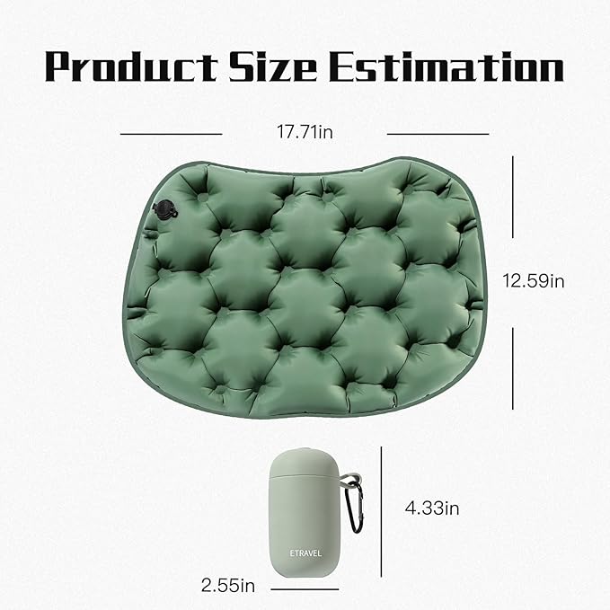Inflatable Seat Cushion, Airplane Cushion,Portable Travel seat Pad with Pump for Airplane Car Stadium Camping, Green