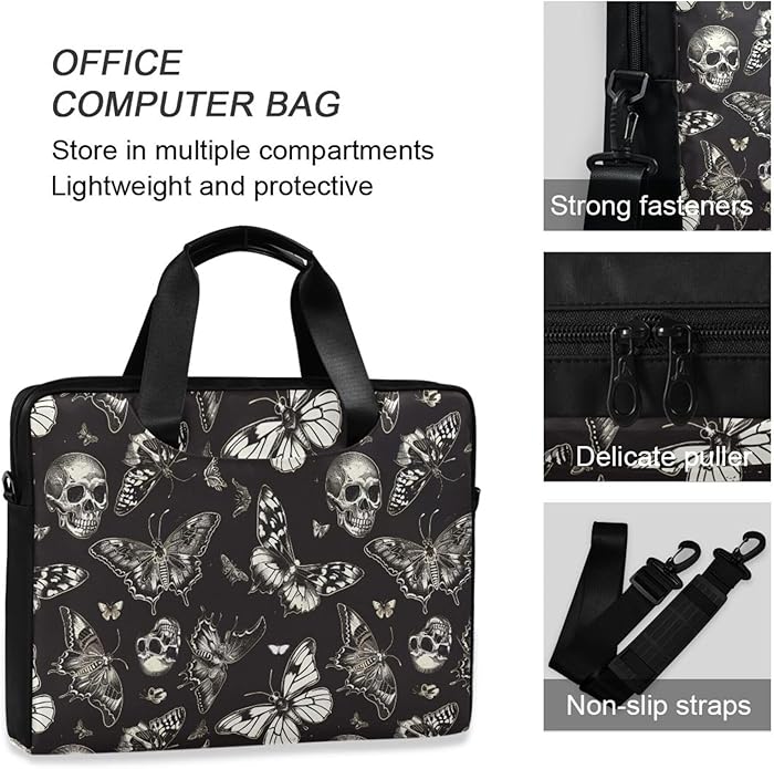 MNSRUU Laptop Bag for 15.6 inch Black Gothic Bats