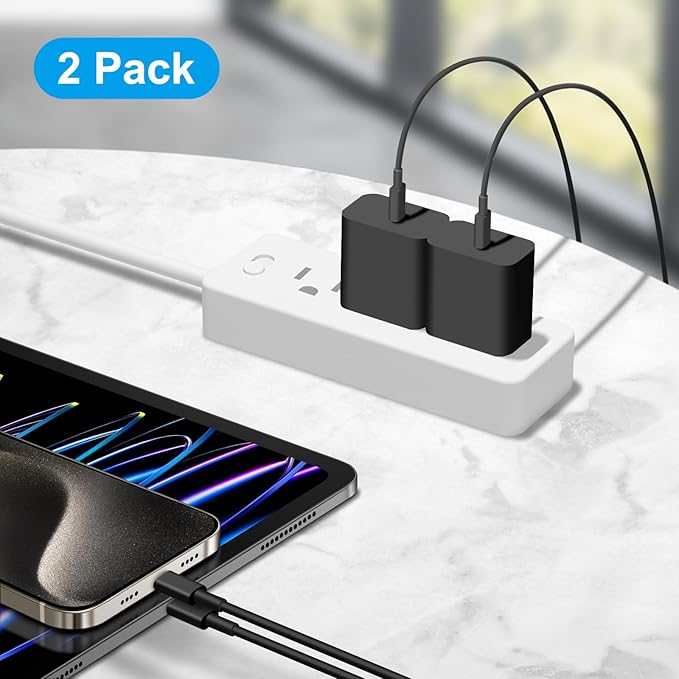 iPhone 17 16 15 Charger Fast Charging 6FT - 20W USB C Charger Block with 6FT Type C to C Cable Compatible with iPhone 17/17 Pro/17 Pro Max/Air/16/16e/15, iPad Pro, iPad Air (Black)