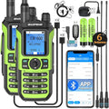 BAOFENG GMRS Handheld Radio Ham Radio Long Range GM21 Rechargeable Walkie Talkies,NOAA Weather Receiver GM-15 PRO 999 Channels Green Two Way Radio with USB-C Charger for Survival Gear Hunting,2 Pack