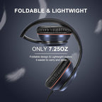 LORELEI X8 Over-Ear Wired Headphones with Microphone with 1.45m-Tangle-Free Nylon Line&3.5mm Plug,Lightweight Foldable & Portable Headphones for Smartphone,Tablet,Computer,Mp3/4(Dark Blue)