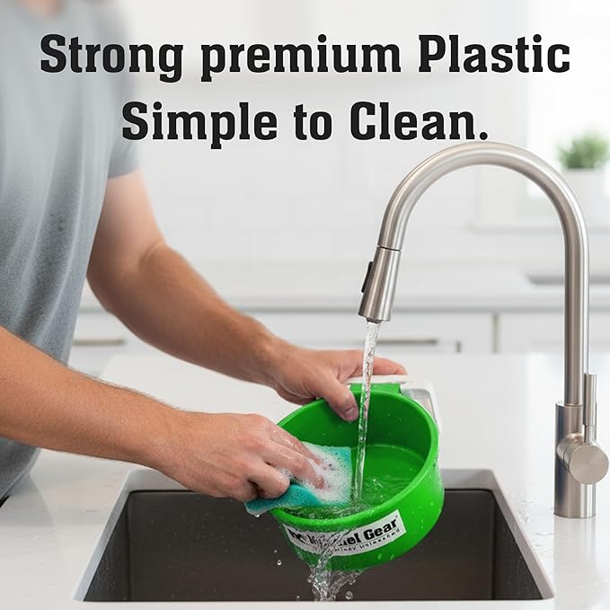 Dog Crate Water Bowl No Spill, 20oz Food-Grade Polypropylene Feeder, Secure Crate Mount with Covered Parts, Travel-Ready & Easy to Clean (Green)