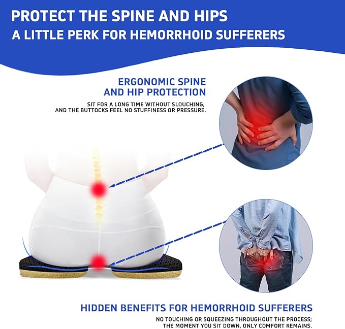 Gooo&Ma Office Chair Cushion - Air Fiber Seat Cushion for Tailbone Pain Relief, Breathable Cooling U-Shape Desk Chair Pad for Car & Gaming, Ergonomic Memory Foam Alternative Washable(Black)