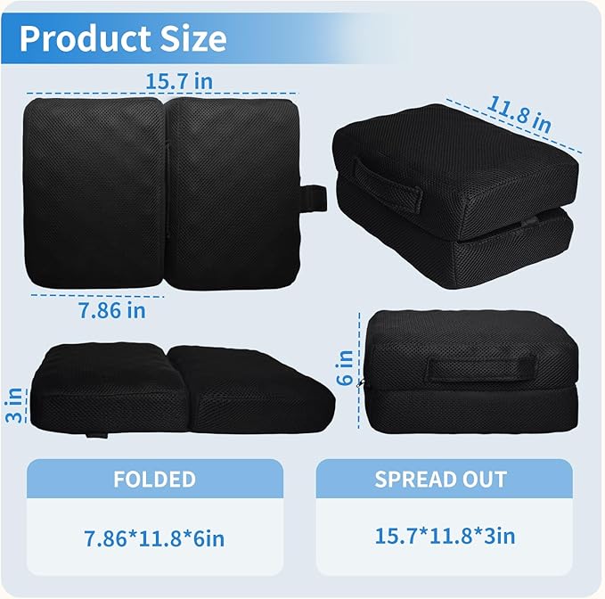 Foldable Travel Seat Cushion Portable Seat Cushion for Car Seat, Airplane, Bleacher, Camping, Office (15.7 * 11.8 * 3in)