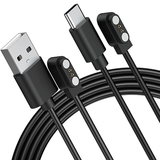 Meliya VeryFit Smart Watch Charger, USB A+USB C Magnetic Smartwatch Replacement Charging Cable Cord 3.3FT