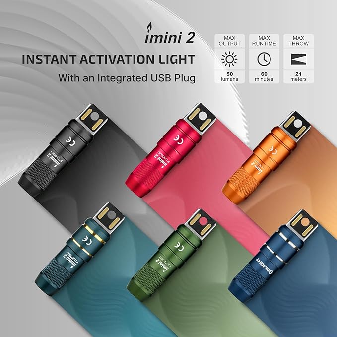 OLIGHT IMINI 2 EDC Rechargeable Keychain Flashlight, 50 Lumens Compact and Portable Mini LED Keyring Lights with Built-in Battery Ideal for Everyday Carry and Emergencies (Midnight Blue)