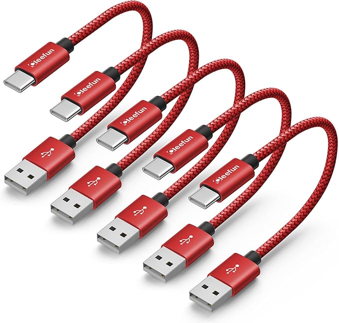 CLEEFUN Short USB C Cable 1ft, 5-Pack USB A to Type C Charger Cord Fast Charging for iPhone 17 16 15 Pro Max Air Plus, for Samsung Galaxy S25 S24 S23 S22 S21 S20 A17 A16 A15 A56 A55 A26 A35 A36 A71
