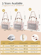 BESBESME Canvas Tote Bag for Women with Zipper & Compartments– Large Work & College Laptop Tote Crossbody Shoulder Bag