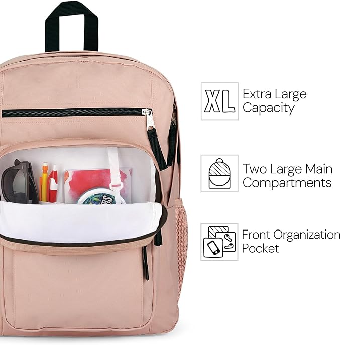 JanSport Laptop Backpack - Computer Bag with 2 Compartments, Ergonomic Shoulder Straps, 15” Laptop Sleeve, Haul Handle - Red/Multi Hippie Days