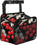 Car Backseat Organizer, PU Leather Back of Seat Cars Hanging Organizer with Pockets Leakproof Car Garbage Bag Hanging Cars Seat Storage Box Travel Accessories Foldable (Cherry Black)