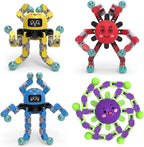 4Pcs Transformable Fidget Spinners for Kids Sensory Fidget Toys Teens Quiet Airplane Road Trip Travel Activities Essential Autism ADHD Easter Basket Stuffers Gifts for Boys Girls Toddlers B