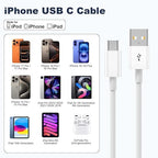 Cveael Car Carplay Cable for iPhone 17 16 15 Pro Max Air 16 15 Plus, 6FT USB A to USB C Cord for iPad 10th Gen Pro Air 5th 4th Mini 6th Gen, Car Charging Cable