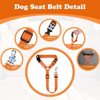 BWOGUE Pet Dog Cat Seat Belts, Car Headrest Restraint Adjustable Safety Leads Vehicle Seatbelt Harness (1 Pack, Orange, Not Elastic)