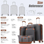 Cosbarn Luggage Sets 5 Piece Suitcases with Wheels, Suitcase Set ABS Hard Case Luggage with TSA Lock Spinner Wheels Durable Travel Luggage