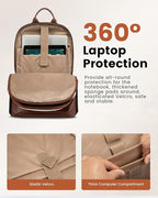 LOVEVOOK Laptop Backpack for Women, 18 Inch Travel Backpack, Large Capacity Casual Daypack, Work Computer Backpack, Travel Backpack for College, Cream Chestnut Brown