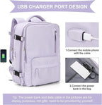 WONHOX Large Travel Backpack Women, Carry On Backpack,Hiking Backpack Waterproof Outdoor Sports Rucksack Casual Daypack with USB Charging Port Shoes Compartment, Purple