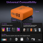 USB C Fast Wall Charger Block, 2Pack 60W USBC Charging Cubes, 5-Port PD+QC Power Adapter Multiport Brick Type C Box Plug for Phone 17/16/15/14/13/12/11/Pro Max/Plus, Pad Mini/Pro/S25/S24-Orange