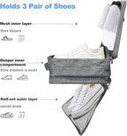 Large Shoe Bags for Travel, Shoe Travel Bag Holds 3 Pairs of Shoes, Travel Shoe Bags for Packing in Suitcase, Portable Dance Shoe Storage Pouch, Shoe Organizer, Sneaker Storage Bag (Grey)