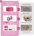 BOYATU Travel Makeup Bags for Women: Large Capacity Make up Bag with Wide Opening - 3 Pcs Set Waterproof Travel Toiletry Organizer for Full-Sized Bottles, Cosmetics & Brushes (Plum-W)