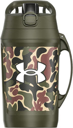 Under Armour Insulated Water Bottle with Handle & Fence Hook, Half Gallon Sports Water Jug, Leak-Resistant & BPA-Free for Baseball, Football & Gym - Green Hyper Camo, 64oz