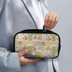 Floral Patchwork Electronic Organizer Portable Cable Organizer Bag Electronics Organizer Travel Case fits Phone Power Bank SD Card Tech Accessory Large Storage Bag