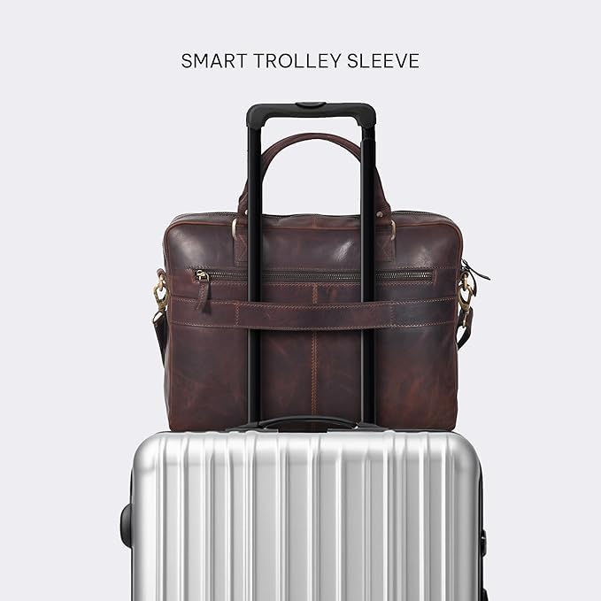 VALENCHI Leather Laptop Messenger Bag for Men