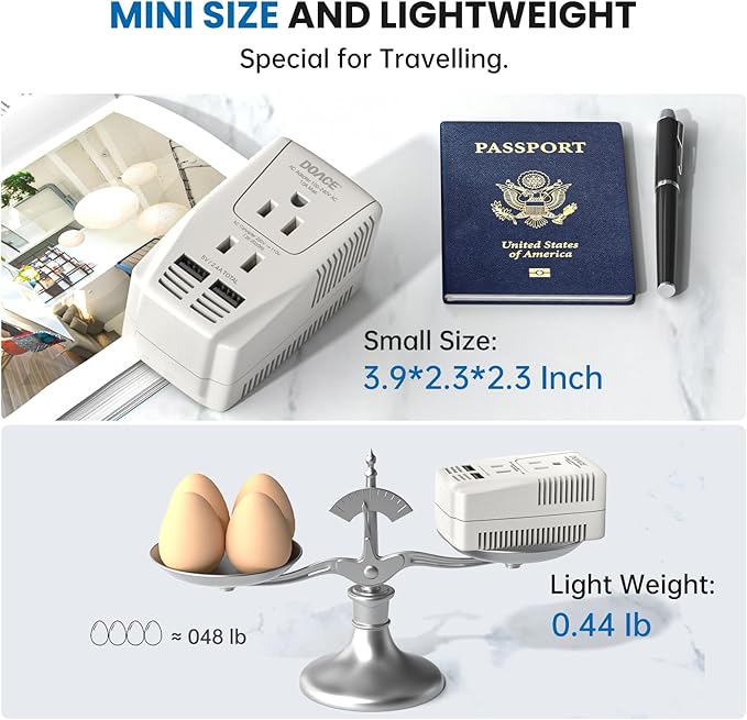 Upgraded 2000W 220V to 110V Converter for European Travel, Voltage Converter US to Europe for Hair Dryer Straightener Curling Iron, 2300W Adapter with EU/UK/AU/US Plugs for Laptop Camera Cell Phone