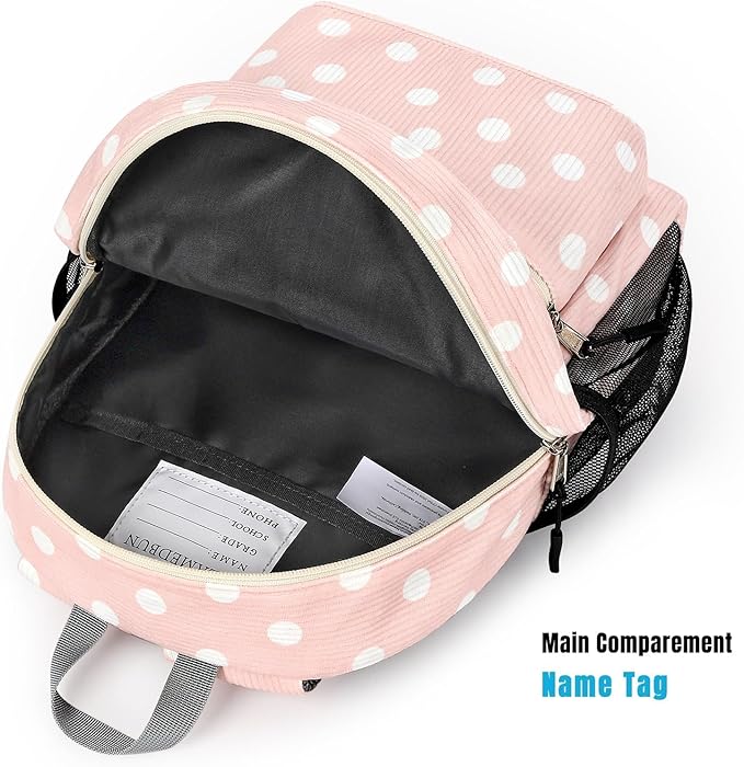 STEAMEDBUN Corduroy Toddler Backpack for Girls Boys 2-4, Kids Preschool Backpack for Kindergarten - Polka Dot
