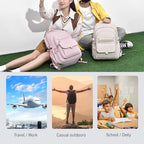 Backpack for Girls, Solid-Color School Backpack for Boys Kids, Aesthetic Girls Bookbag for Elementary School Travel Daypack,Beige