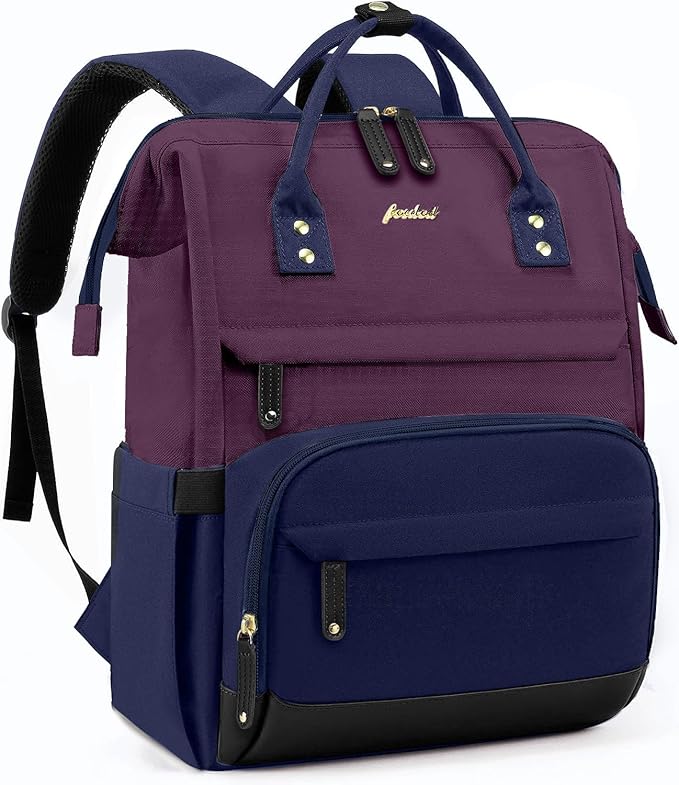 Laptop Backpack for Womem Work Bags: 15.6 Inch Travel BackPacks With USB Charging Port Anti Theft Fashion College BookBag Durable Back Pack Purse Bussiness Daypack for Nurse Teacher Purple Blue