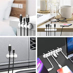 INCHOR White Cable Clips, Cord Organizer Cable Management, Cable Organizers USB Cable Holder Wire Organizer Cord Clips, 2 Packs Cable Straps for Desk Car Home and Office (5, 3 Slots)