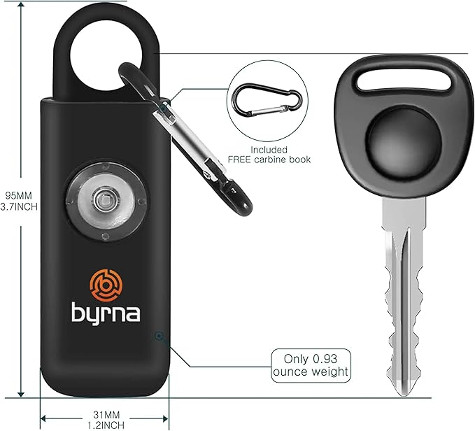 Byrna Banshee Personal Safety Alarm - 130db Loud Military Grade Self Defense Emergency Keychain Siren Device with LED Strobe Alert Light for Women, Men, Children, Elderly, Hikers and Runners (Pink)