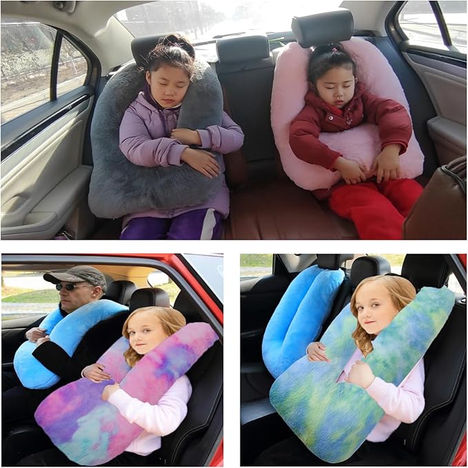FHSGGP Travel Pillow Car Pillow Kid Car Sleeping The Sleeping Aid for Adults and Kids on Road Trips Kids Travel Pillow Colorful Green