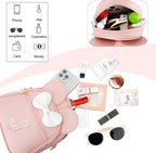 KKXIU Girls Initial Bowknot Cute Mini Backpack for Toddler, Travel Small Girl Backpacks, Personalized Birthday Gifts for Little Girls and Kids(J, Pink)