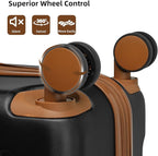 6 Piece Luggage Sets with Bags, Lightweight Expandable Checked Luggage Sets, Hardshell ABS Spinner Wheels Carry on Suitcase with TSA Lock, for Travel, Women Men (Black Brown, 18/20/24/28inch+2bags)