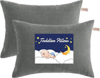 NTBAY Toddler Pillows, Down Alternative 13"x18" Pillow, Machine Washable - Soft and Breathable Travel Small Pillows for Sleeping, Ideal for Daycare, Crib, Cot, Dark Grey
