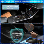 USB C Car Charger, KYOHAYA 2Pack 90W 4-Port Dual USB-C & USB-A Car Power Cigarette Lighter PD/QC3.0 Type C Car Carplay Charger Fast Charging for iPhone 17 17 Pro 16 15 14 13 12 11/Galaxy S26 S25/Pixel