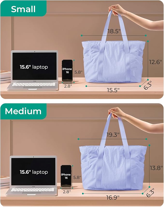 BAGSMART Tote Bag for Women, Tote Bag with Zipper Work Tote with Compartments Nurse Shoulder Hanbag for Travel, Gym